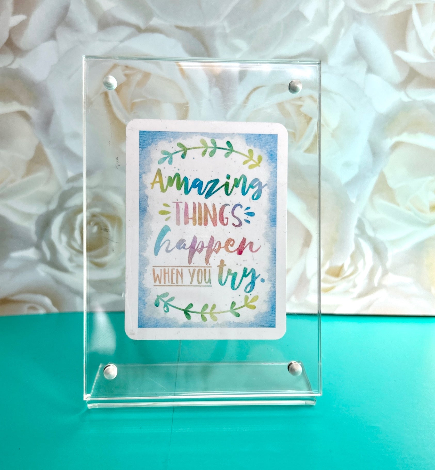 "Amazing Things Happen When You Try" Inspirational Vinyl Sticker