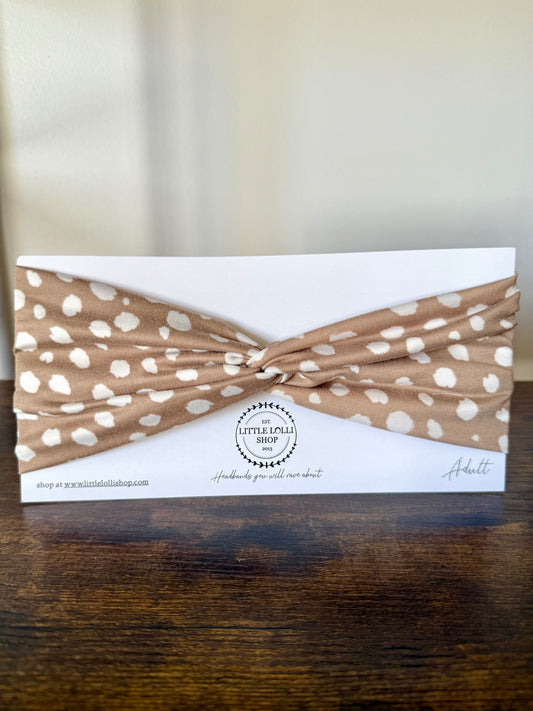 Beige with White Polka Dots Headband