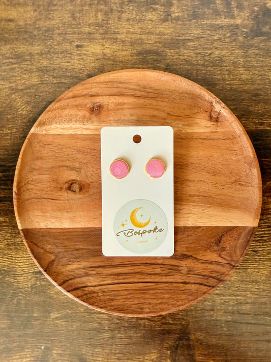 Pink Polymer Clay Stud Earrings