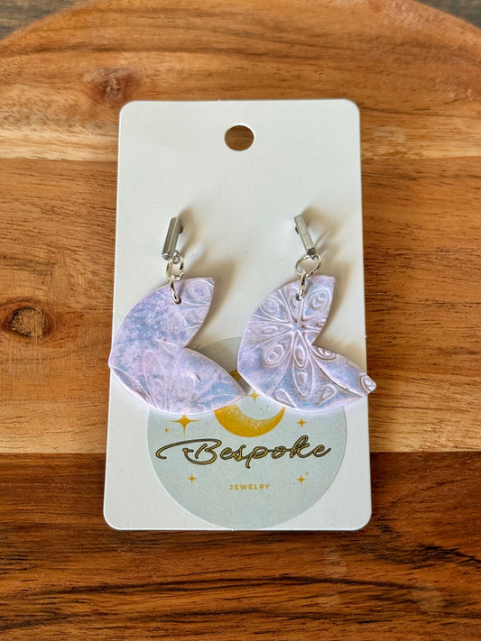 Purple Whimsical Polymer Clay Dangle Earrings