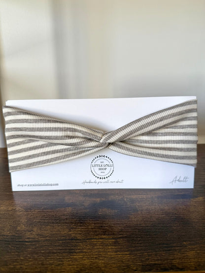 Gray and White Striped Headband