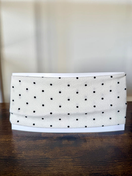White with Black Polka Dot Headband