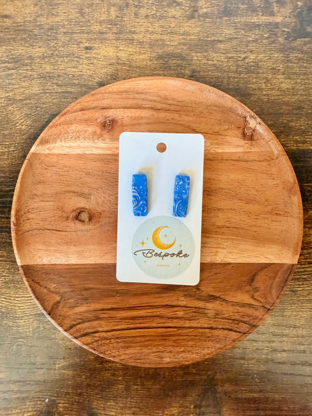 025 - Blue Swirl Polymer Clay Earrings