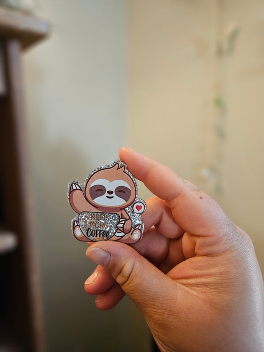 Need More Coffee decorative sloth magnet