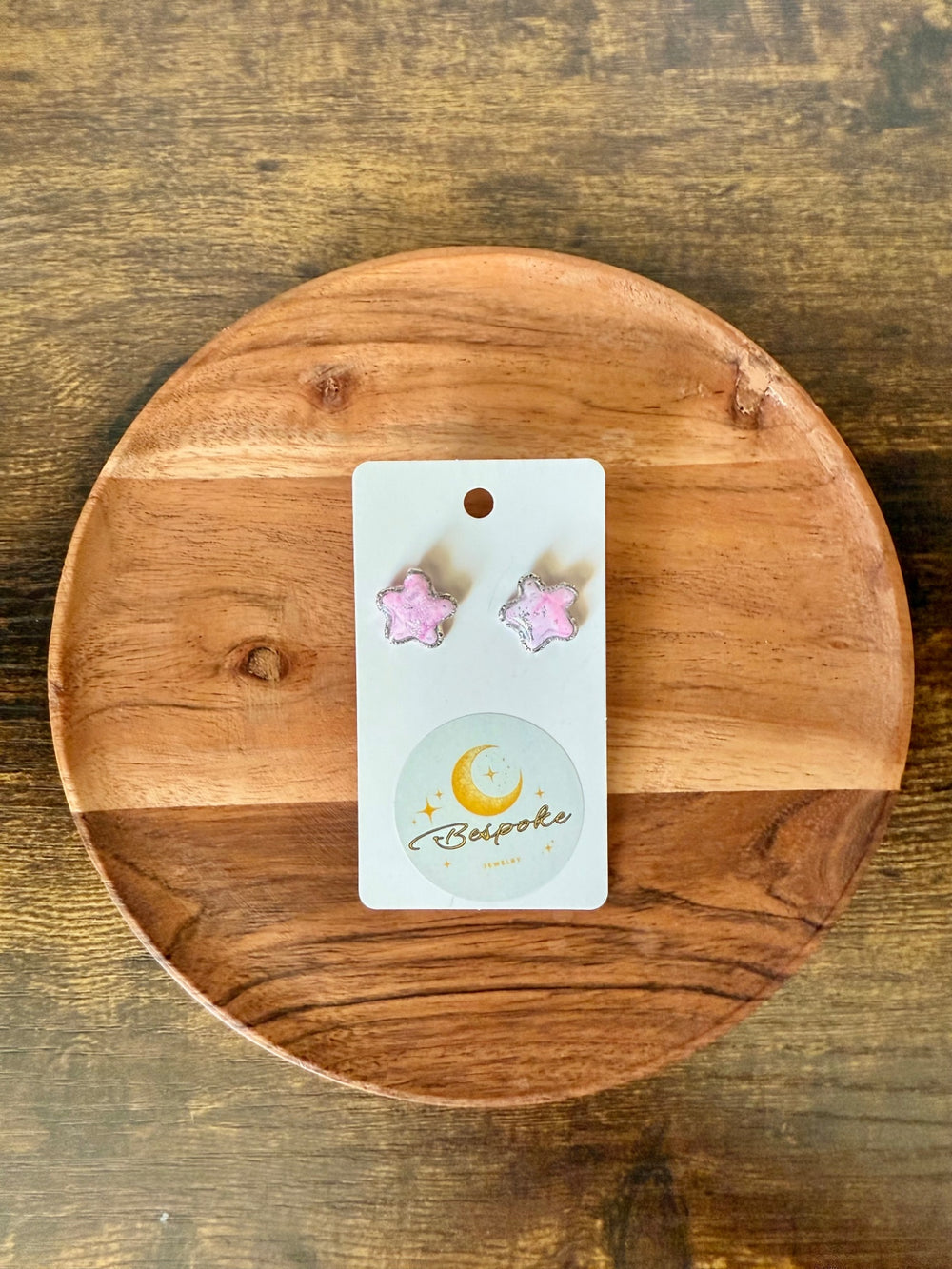 025 - Pink Star Polymer Clay Stud Earrings