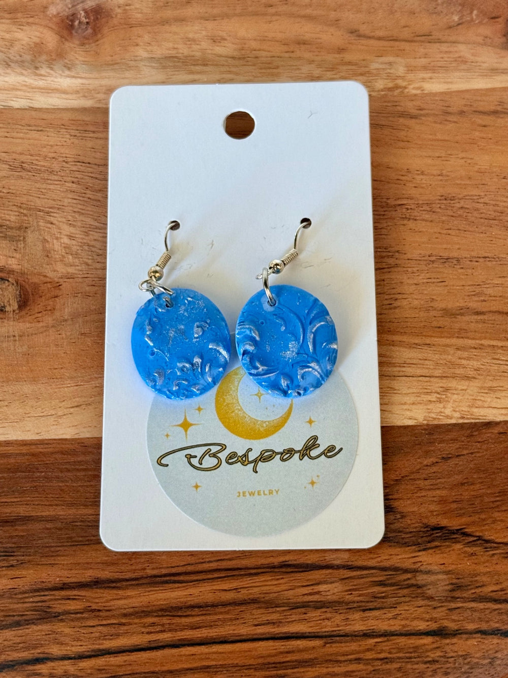 025 - Round Textured Blue Polymer Clay