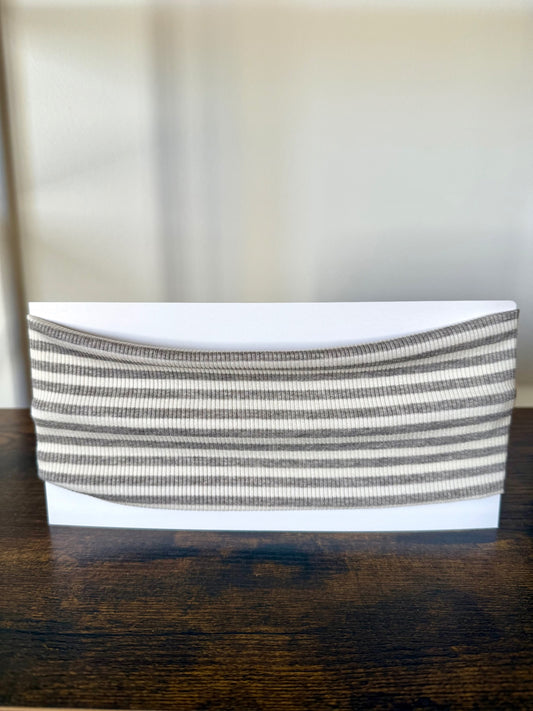Gray and White Striped Headband