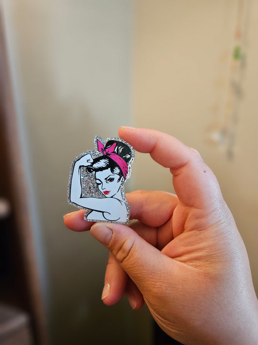 Rosie Pinup Decorative Magnet, Support Women's rights 