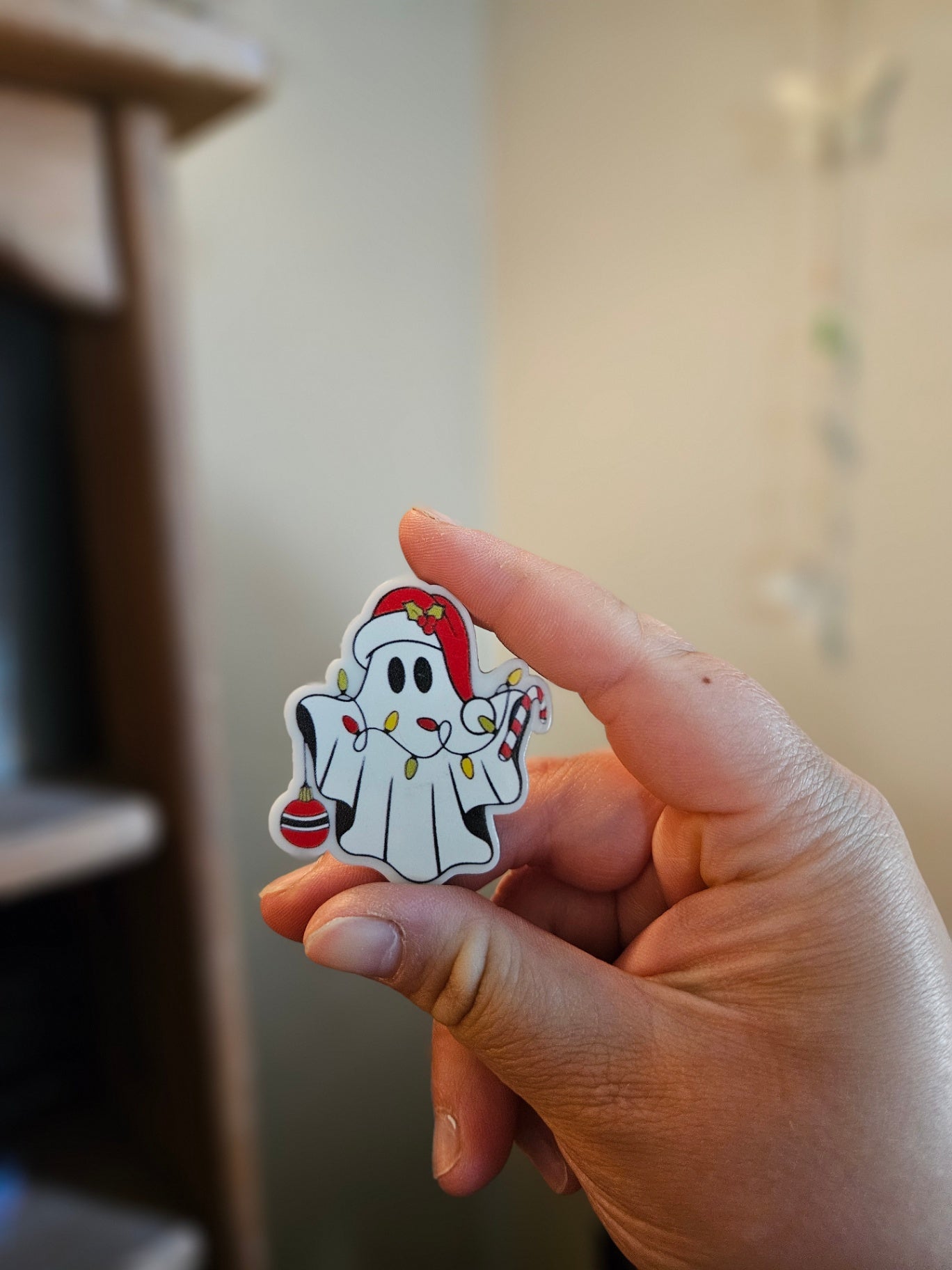 Spooky Ghost wrapped in Christmas lights Decorative Magnet