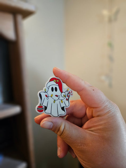 Spooky Ghost wrapped in Christmas lights Decorative Magnet