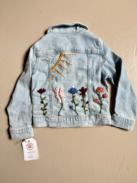 033 - Floral Embroidered Jean Jacket 3T