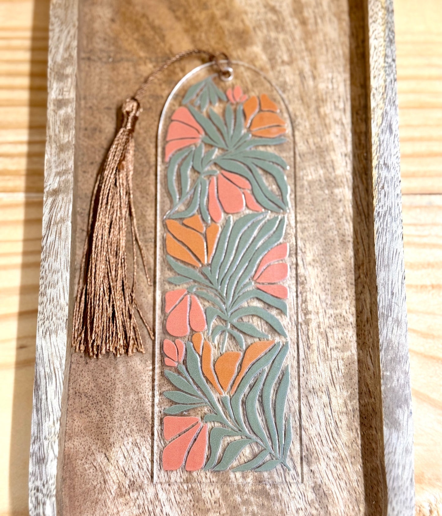 Boho Floral Acrylic Bookmark