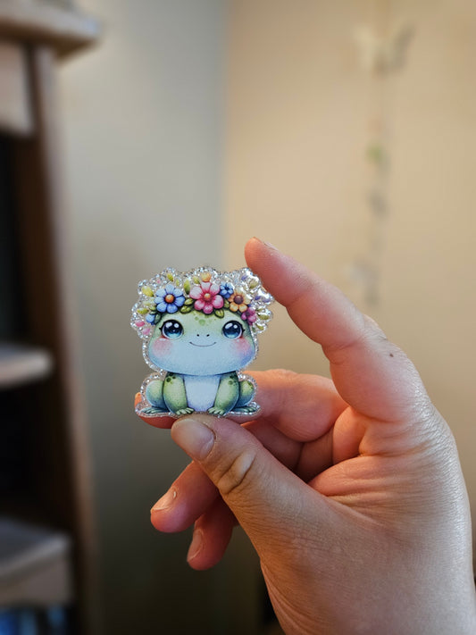 Flower Crown Frog Decorative Magnet