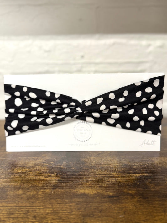 Black with White Dots Headband
