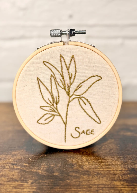 "Sage" Embroidery Hanging