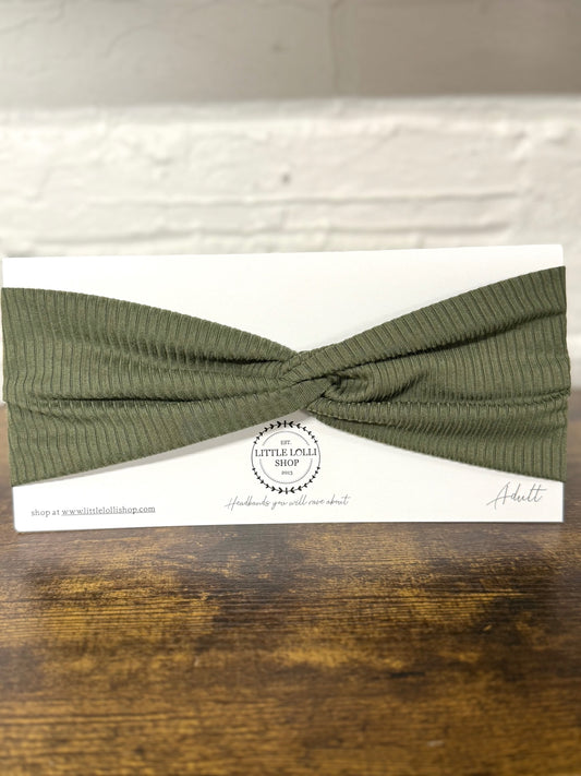 Olive Green Ribbed Headband