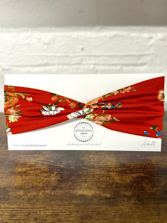 Red Orange Floral Headband
