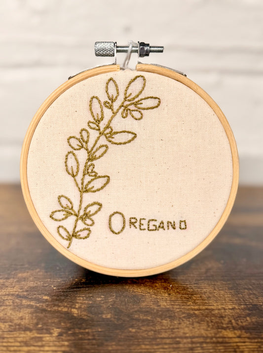 "Oregano" Embroidery hanging