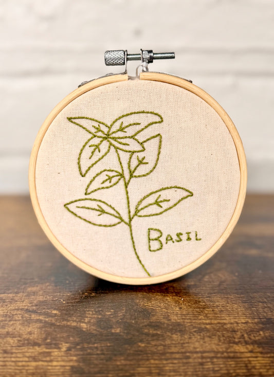 "Basil" Embroidery Hanging