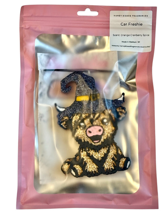 Witch Highland Cow Car Freshie - Orange Cranberry Spice