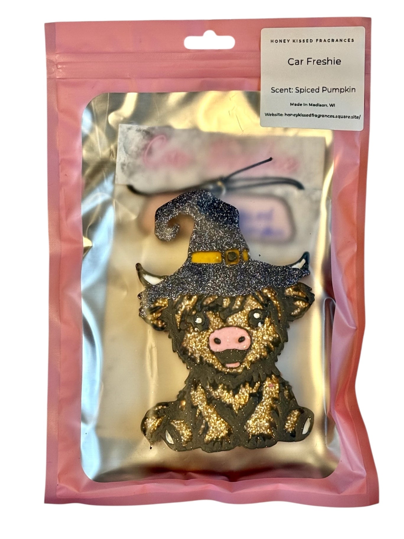 Witch Highland Cow Car Freshie - Spiced Pumpkin