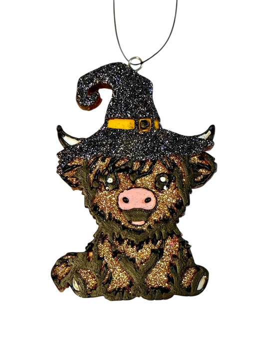 Witch Highland Cow Car Freshie - Spiced Pumpkin