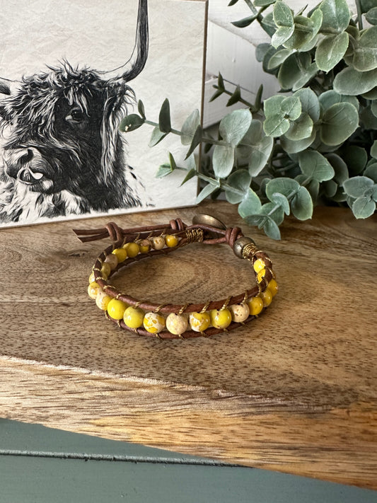 Yellow Sea Sediment Jasper Single Wrap Bracelet