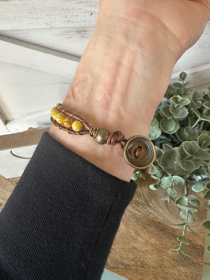 Yellow Sea Sediment Jasper Single Wrap Bracelet