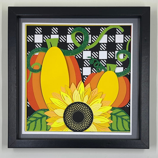 Traditional Sunflower and Pumpkins Shadowbox