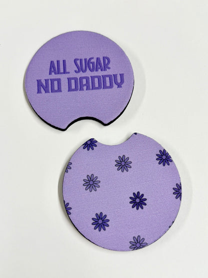 "All Sugar No Daddy" Car Coaster Set - Purple