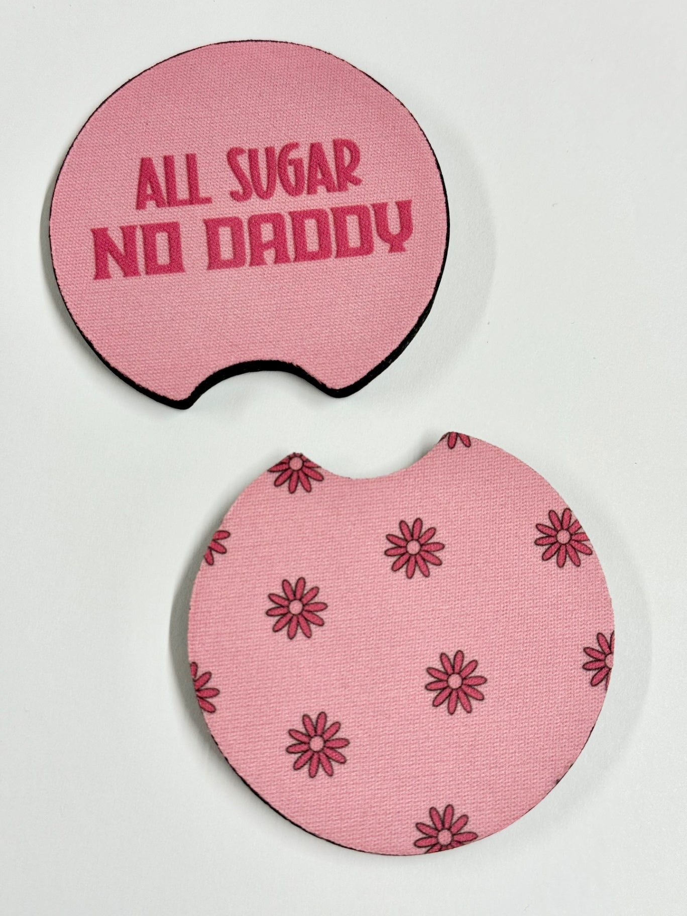 "All Sugar No Daddy" Car Coaster Set - Pink