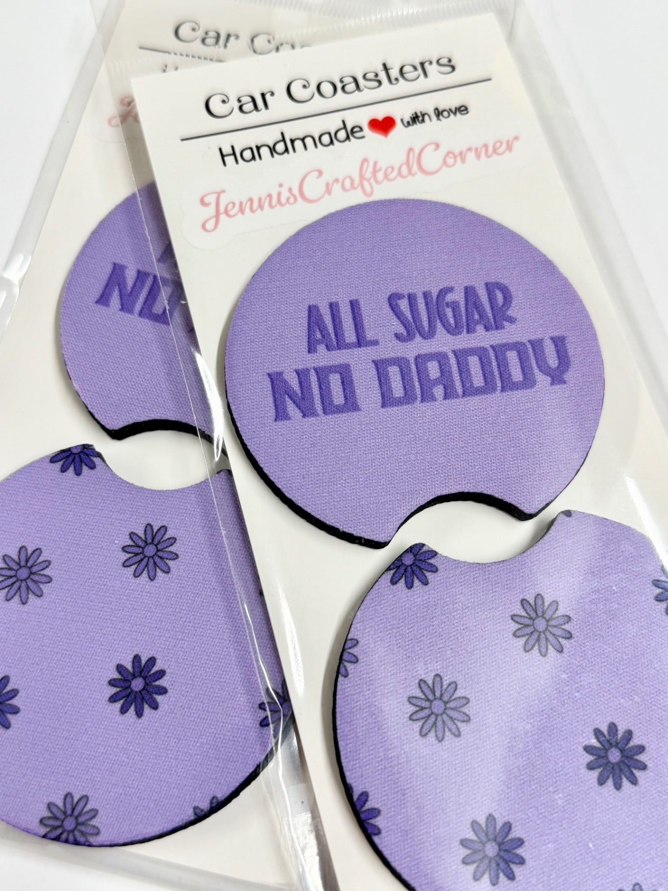 "All Sugar No Daddy" Car Coaster Set - Purple