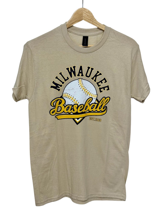 016 - Tan Milwaukee Baseball Tee