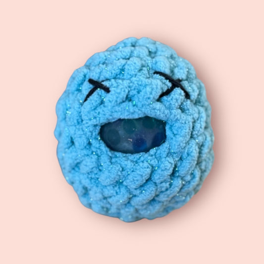 06 - Blue Glitter Crochet Squishy Stress Ball