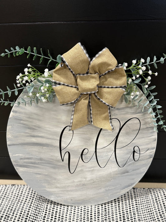 016 - Gray Hello Round Door Sign