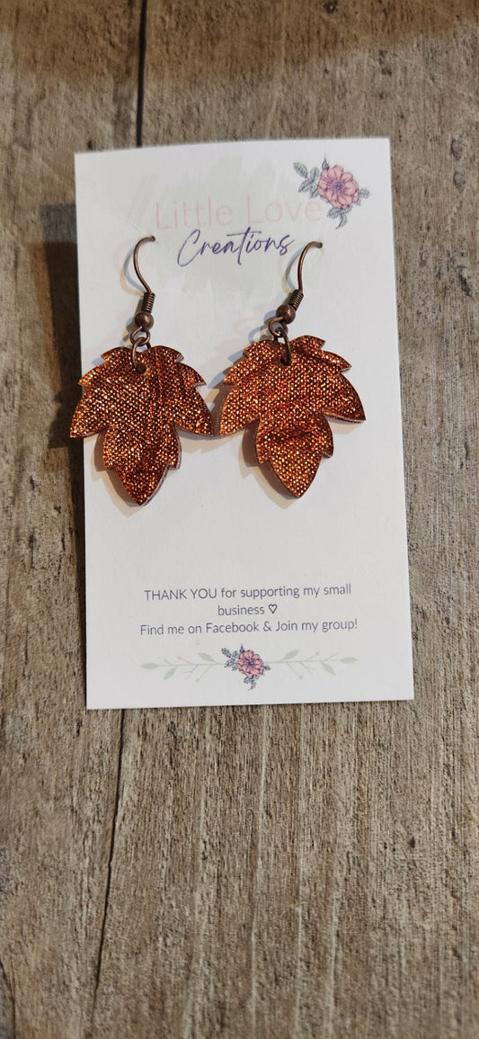 Acrylic Copper Leaf Dangle Earring 
