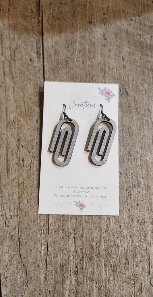 Wood Paperclip Dangle Earring 
