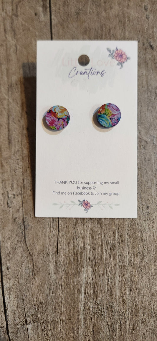Acrylic 12mm floral pumpkin stud earrings 