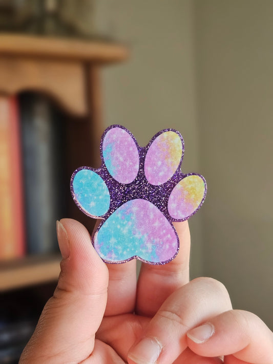 Tie Dye Paw Print Decorative Magnet 