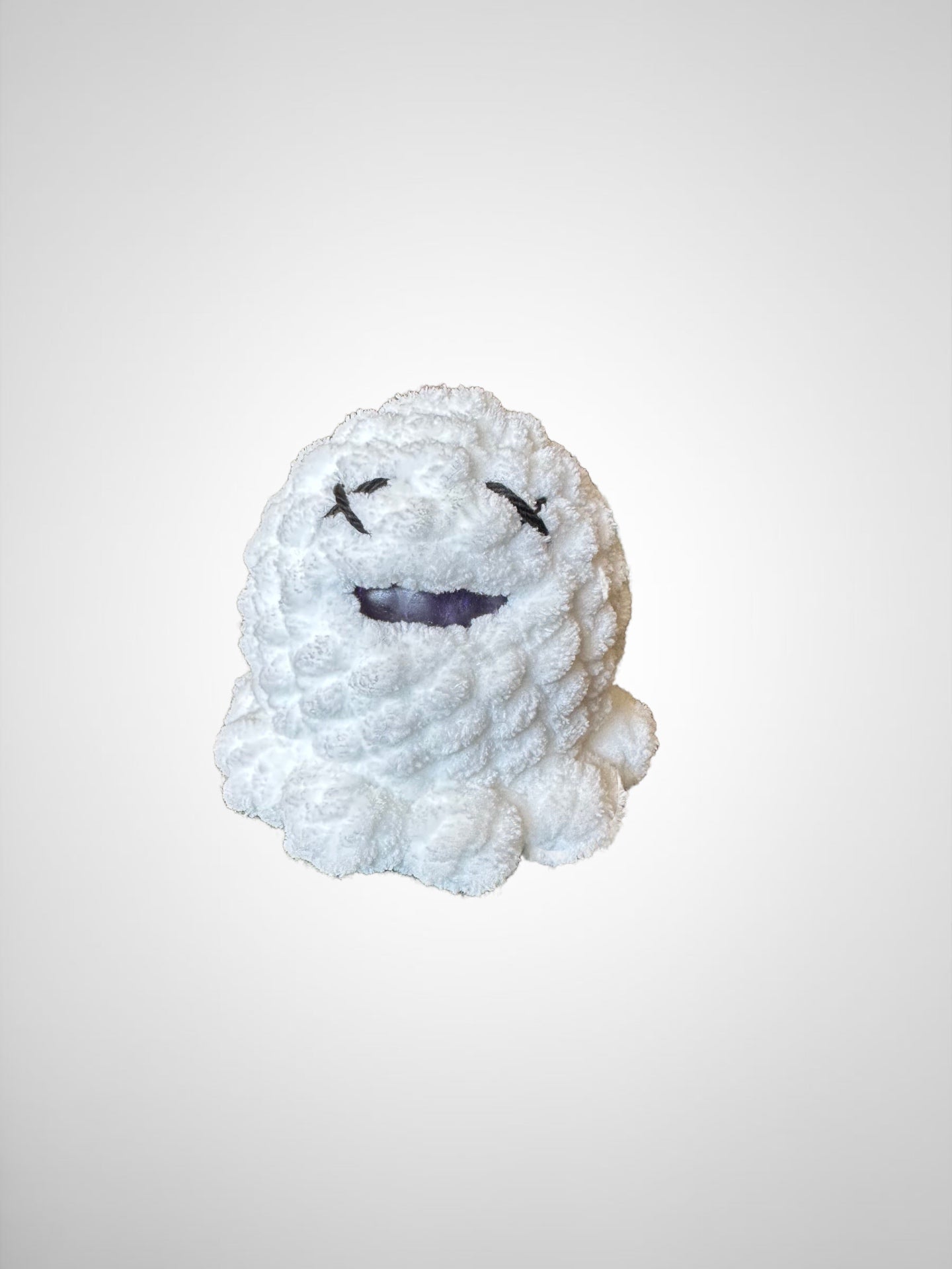Crochet squishy ghost stress ball 