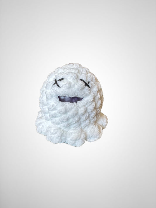 Crochet squishy ghost stress ball 