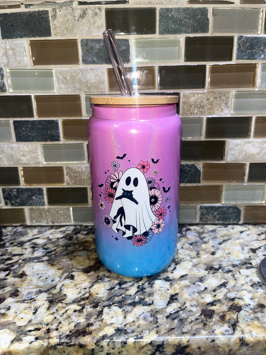 Ghost holding cat cup