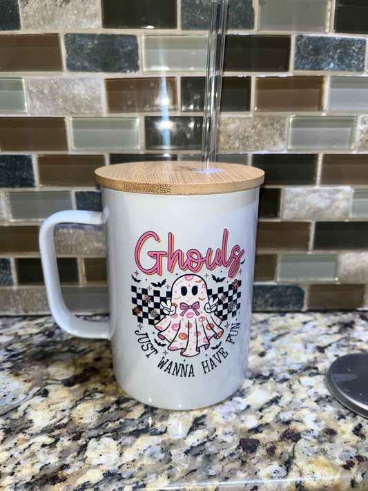 Ghouls just wanna have fun glass cup
