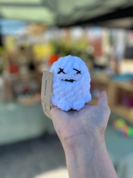 Crochet squishy ghost stress ball 