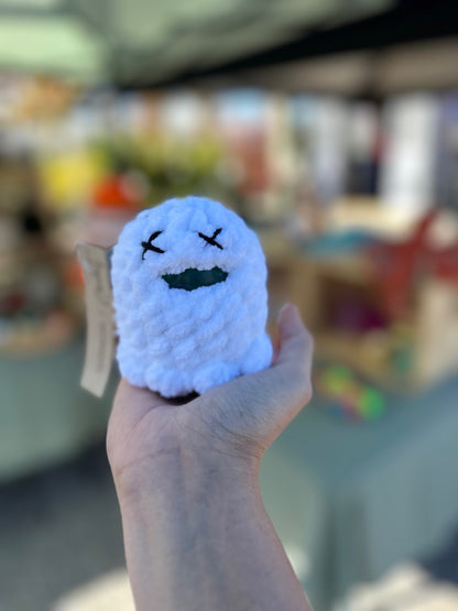 Crochet squishy ghost stress ball 