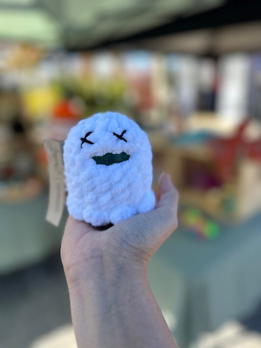 Crochet squishy ghost stress ball 