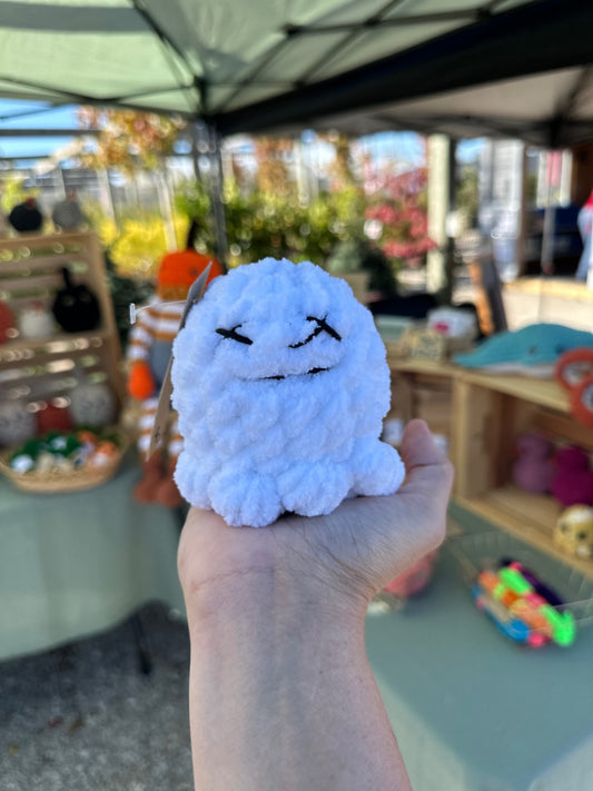 Crochet squishy ghost stress ball 