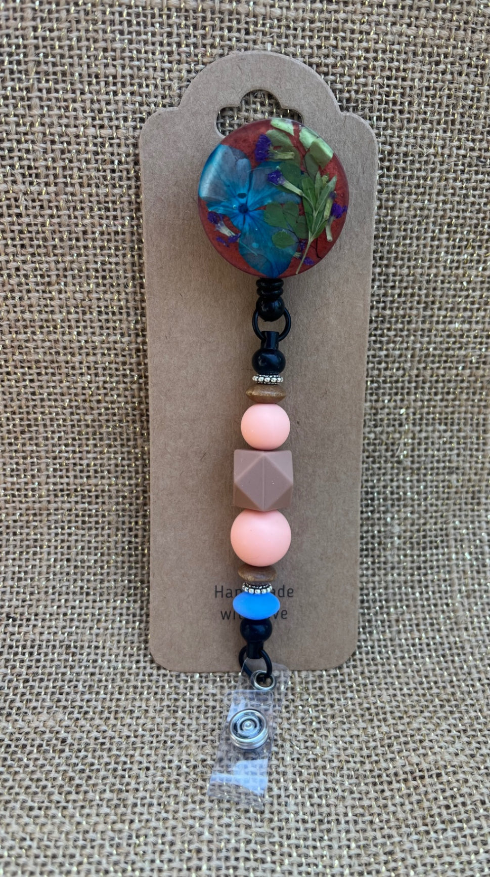 017 - Bloom on the Job: Floral Resin Badge Reel with Silicone Beads
