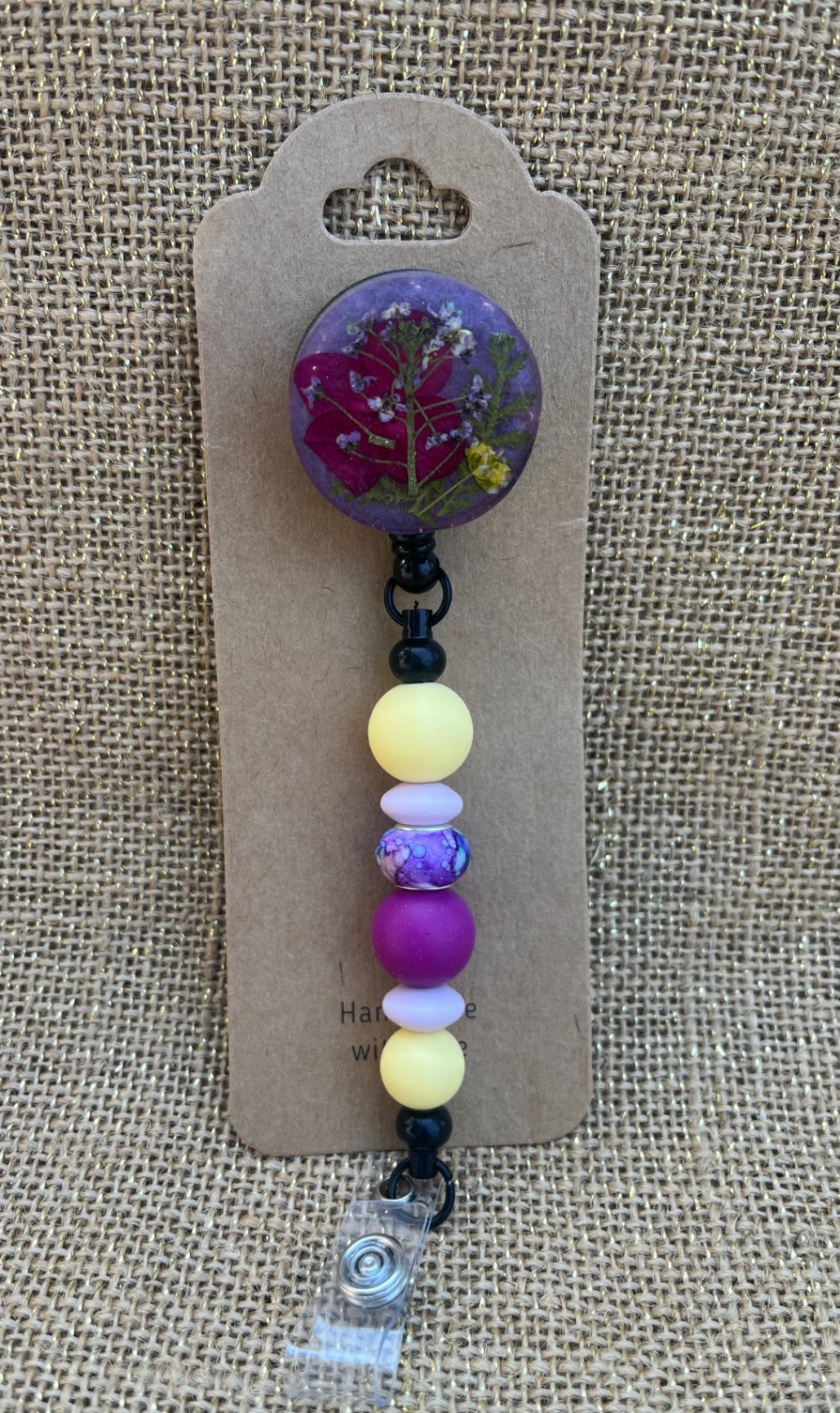 Bloom on the Job: Floral Resin Badge Reel with Silicone Beads