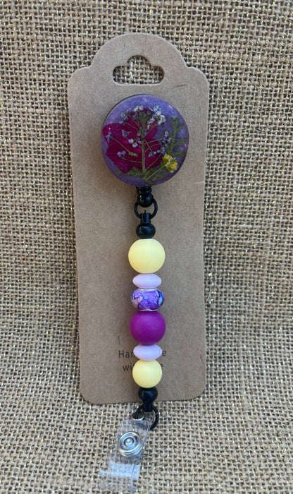 Bloom on the Job: Floral Resin Badge Reel with Silicone Beads